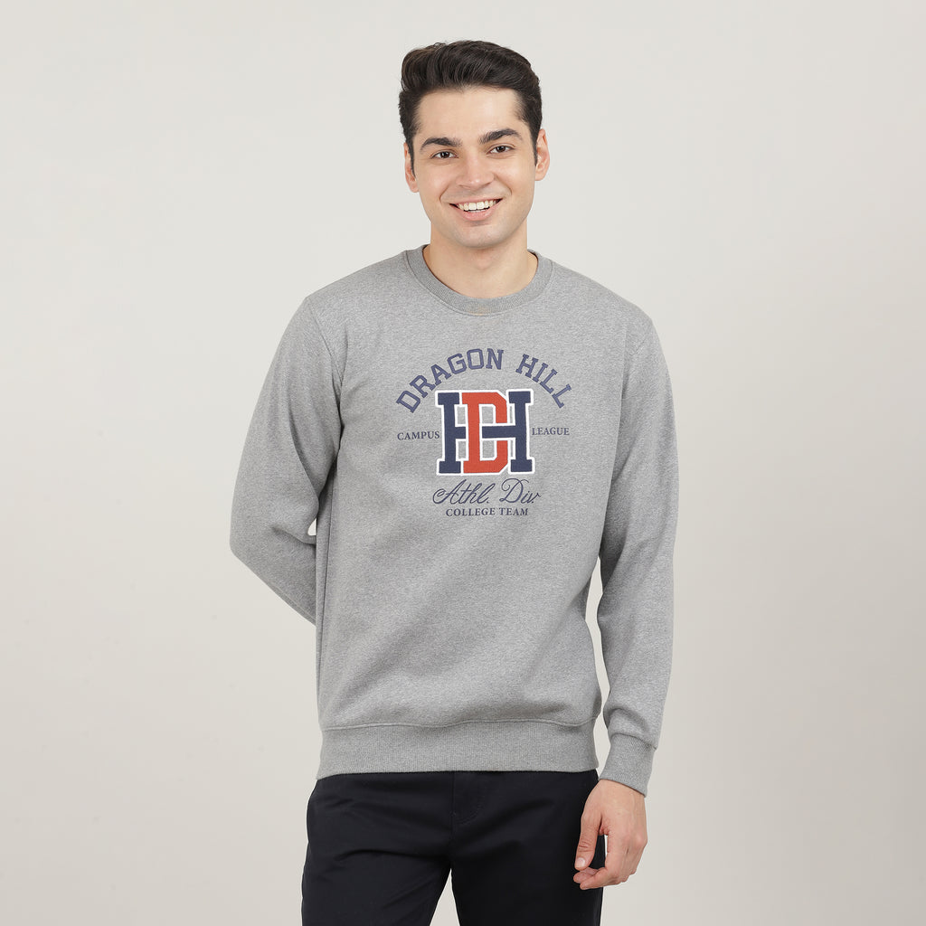 Grey Graphic Round Neck Sweatshirt