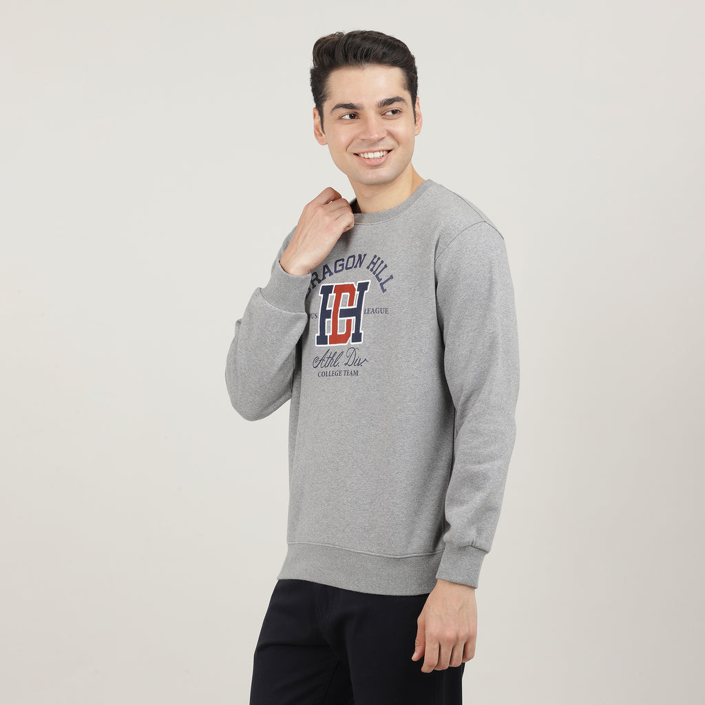 Grey Graphic Round Neck Sweatshirt