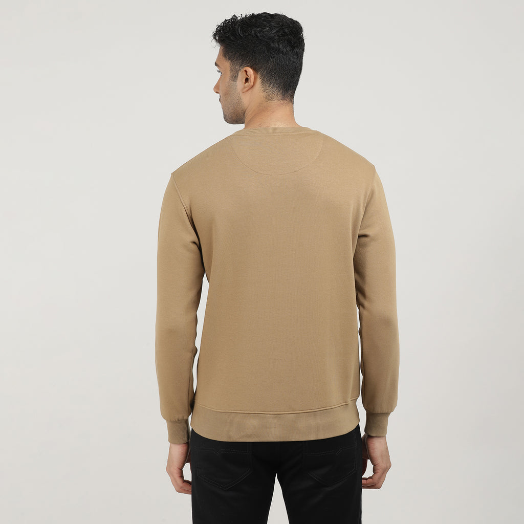 Khaki Varsity Round Neck Sweatshirt