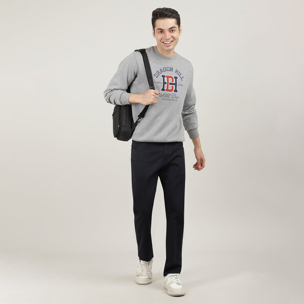 Grey Graphic Round Neck Sweatshirt