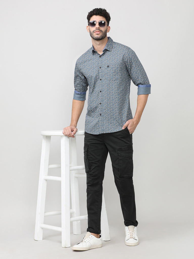 Charcoal Dobby Micro Printed Shirt