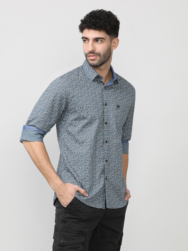 Charcoal Dobby Micro Printed Shirt