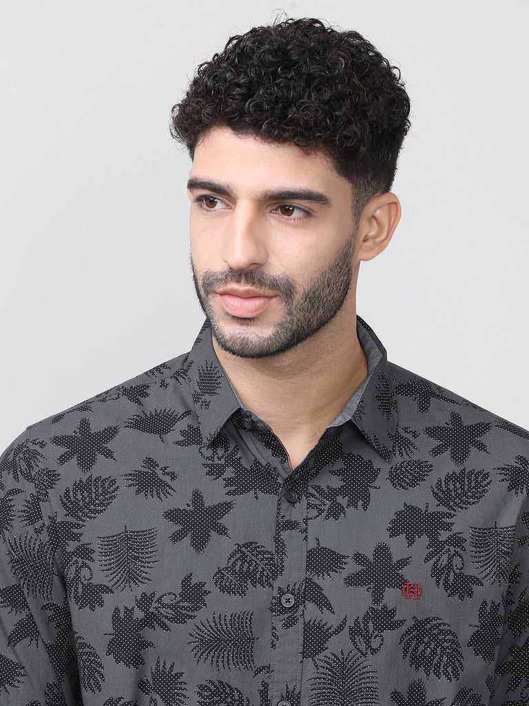 Black Poplin Printed Shirt