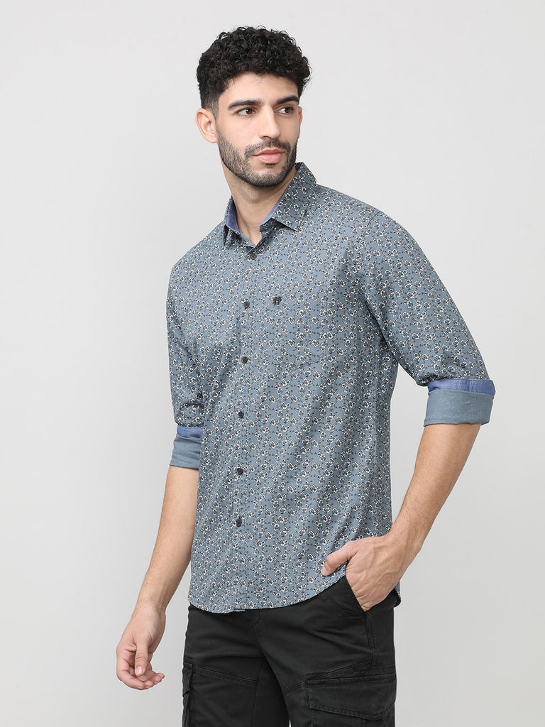 Charcoal Dobby Micro Printed Shirt