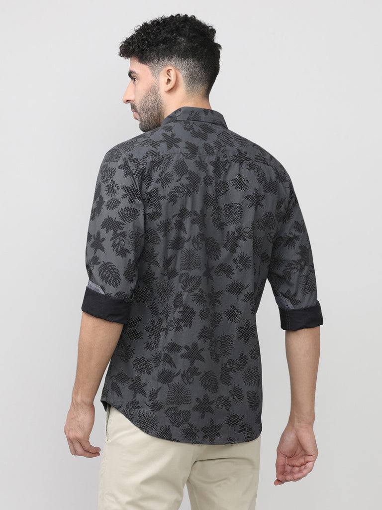 Black Poplin Printed Shirt