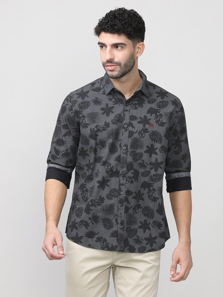 Black Poplin Printed Shirt