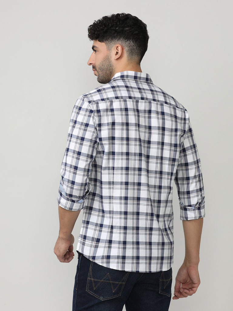 White Oxford Checks Shirt With Pocket