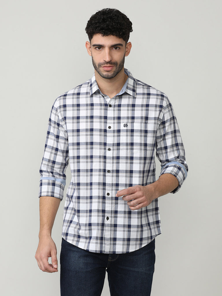 White Oxford Checks Shirt With Pocket