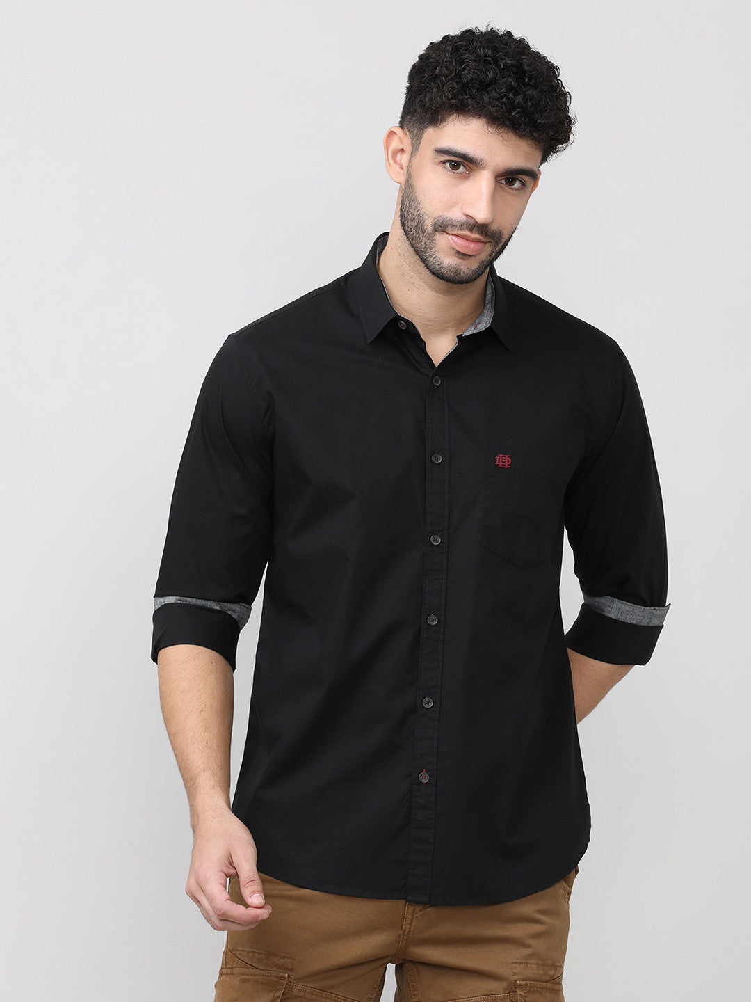 Black Poplin Shirt Without Pocket