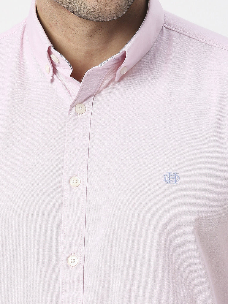 Iced Pink Oxford Plain Shirt With Button Down Collar