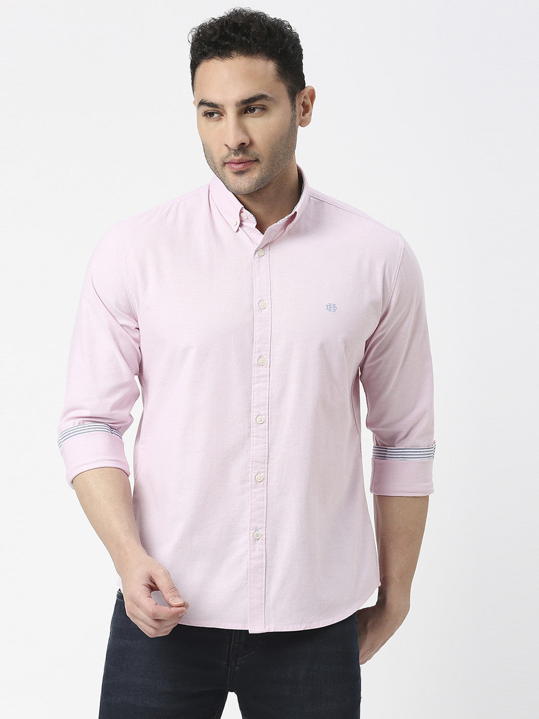 Iced Pink Oxford Plain Shirt With Button Down Collar