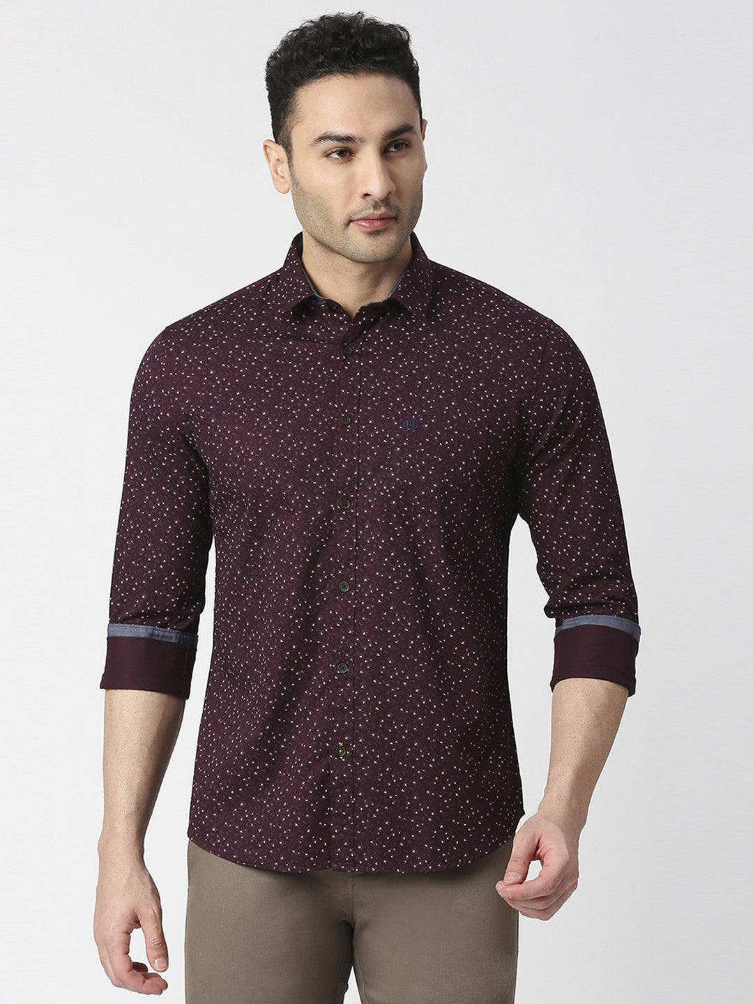 Wine Twill All Over Printed Shirt