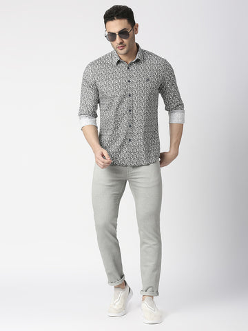 Grey Premium Cotton Printed Shirt