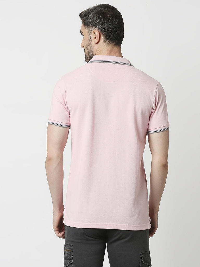 Pink Pique Lycra Polo T-shirt With Pocket