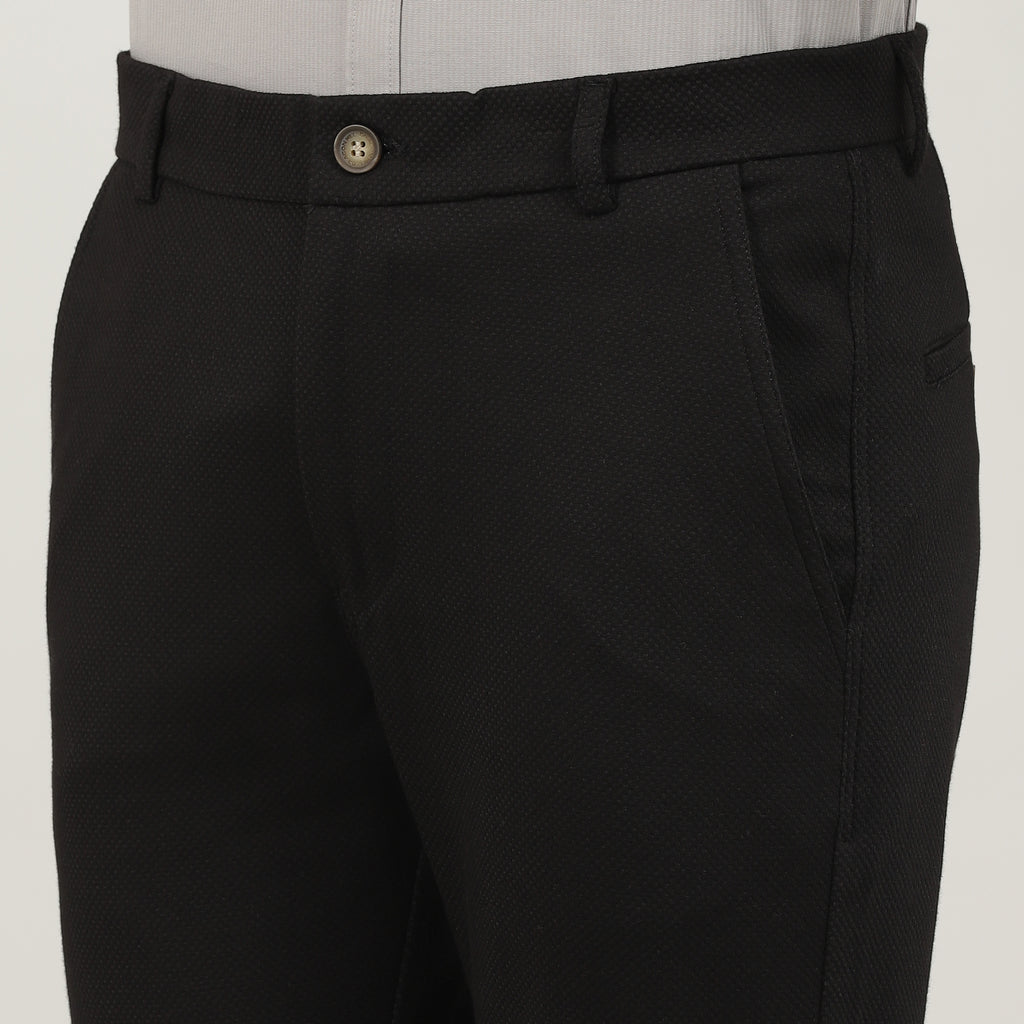 Charcoal-Cotton Trousers-Slim Tapered Fit