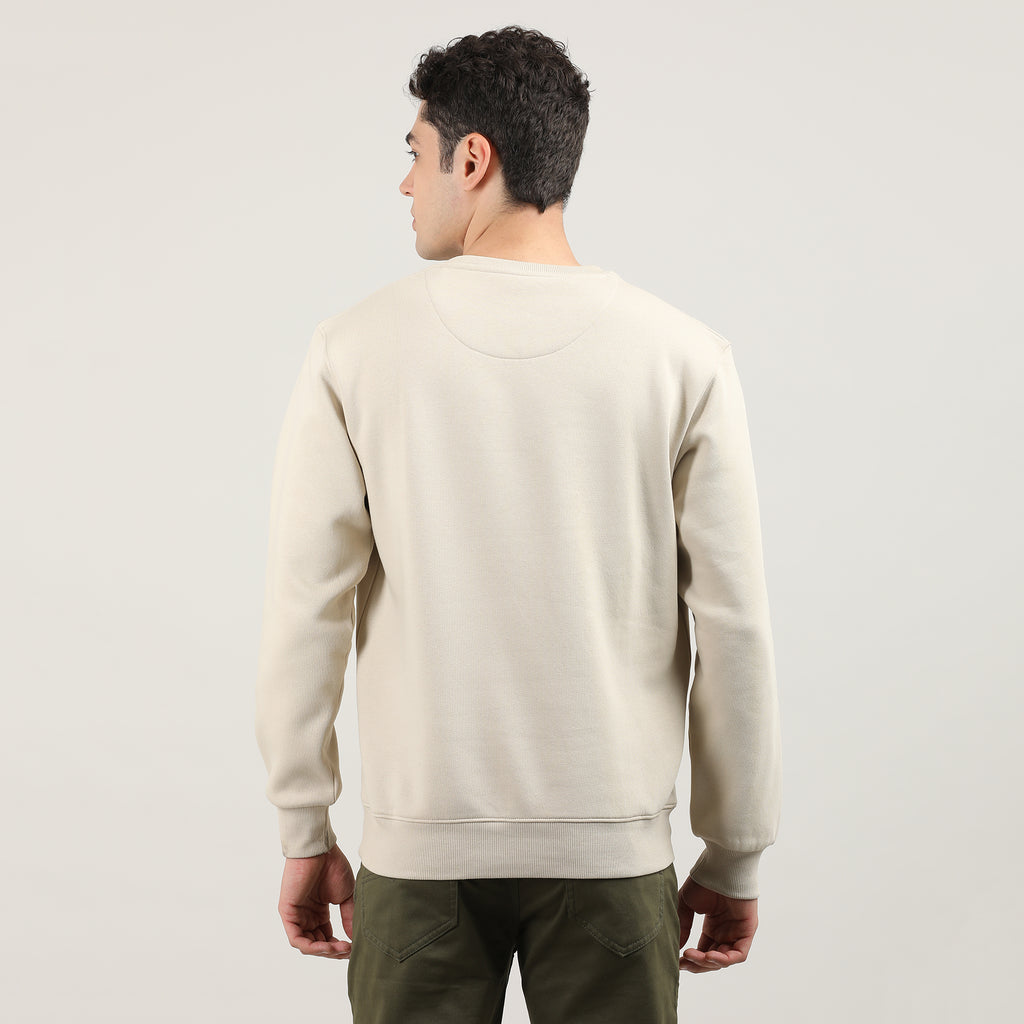 Cream Varsity Round Neck Sweatshirt