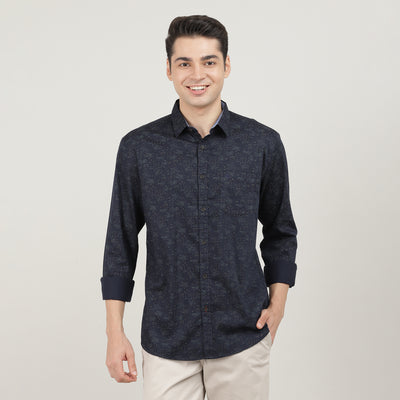 NAVY, FULL SLEEVES SHIRT, PRINT-AW24