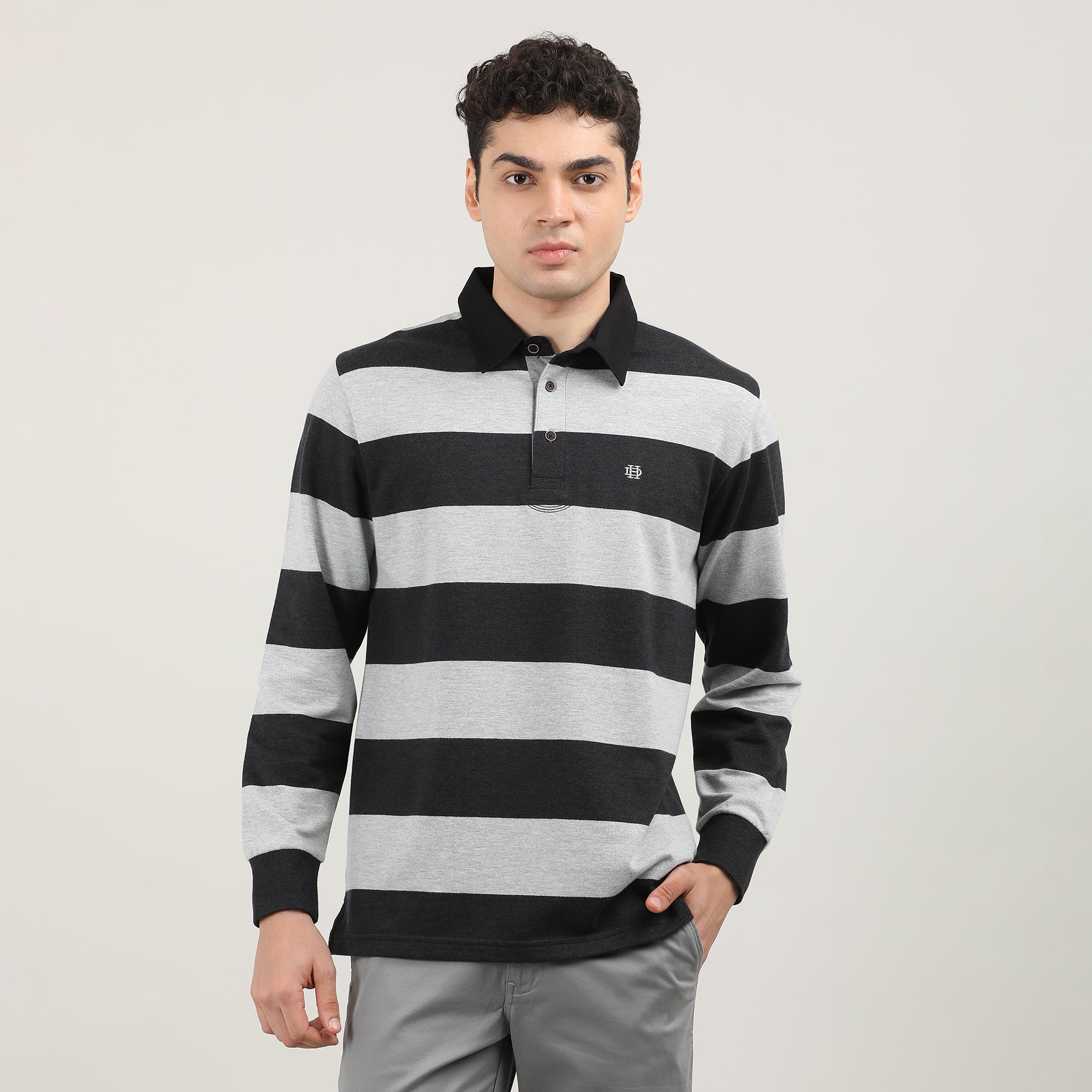 ECRU-FULL SLEEVES-STRIPS-POLO-TSHIRT-AW24