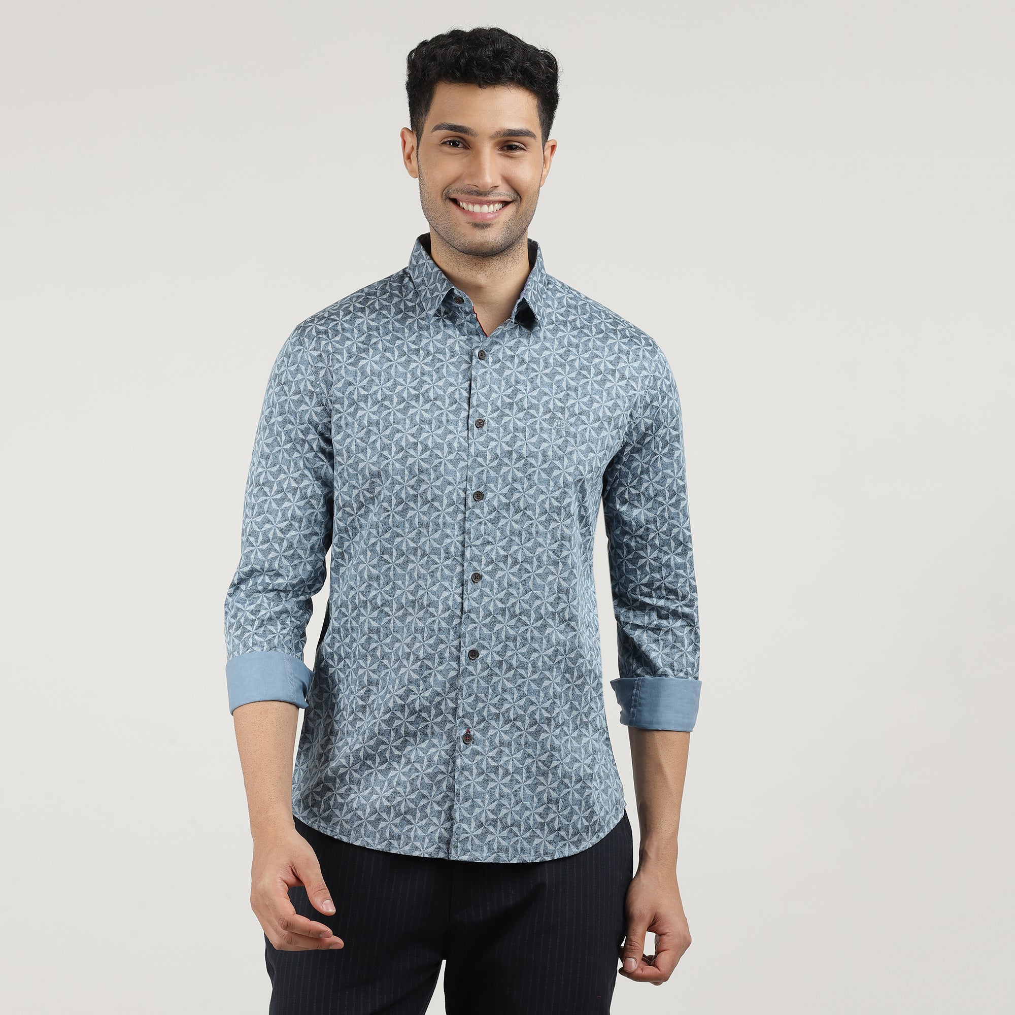 Sky Poplin Printed Shirt