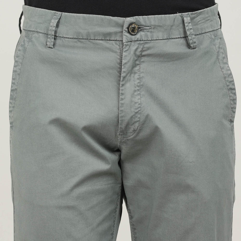 Charcoal-Cotton Trousers-Slim Tapered Fit