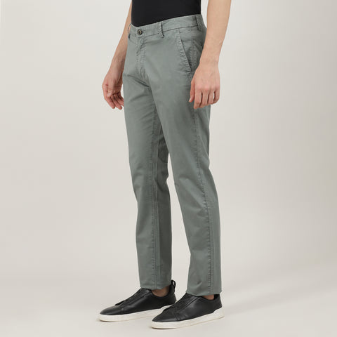 Charcoal-Cotton Trousers-Slim Tapered Fit