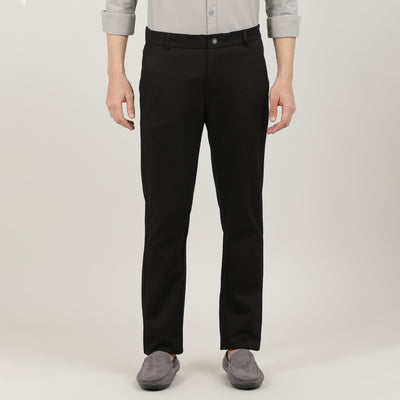 Charcoal-Cotton Trousers-Slim Tapered Fit