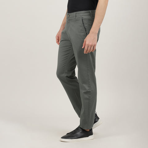 Lake Green-Cotton Trousers-Slim Tapered Fit