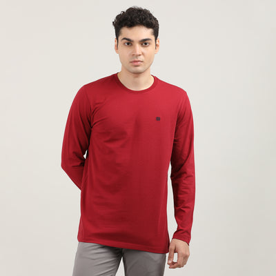 Maroon, Cord Lycra, Round Neck, Full Sleeves, Solid, Sweatshirt