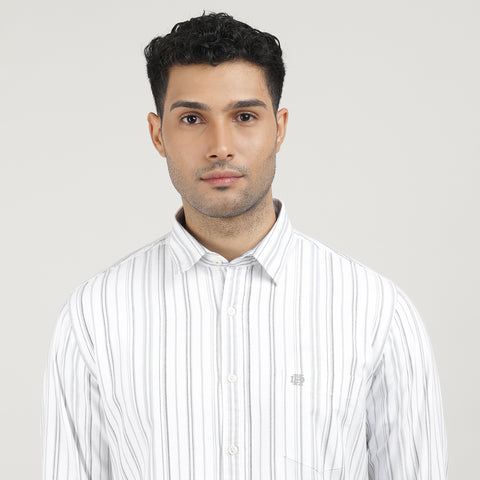 Sky Oxford Striped Shirt with Pocket