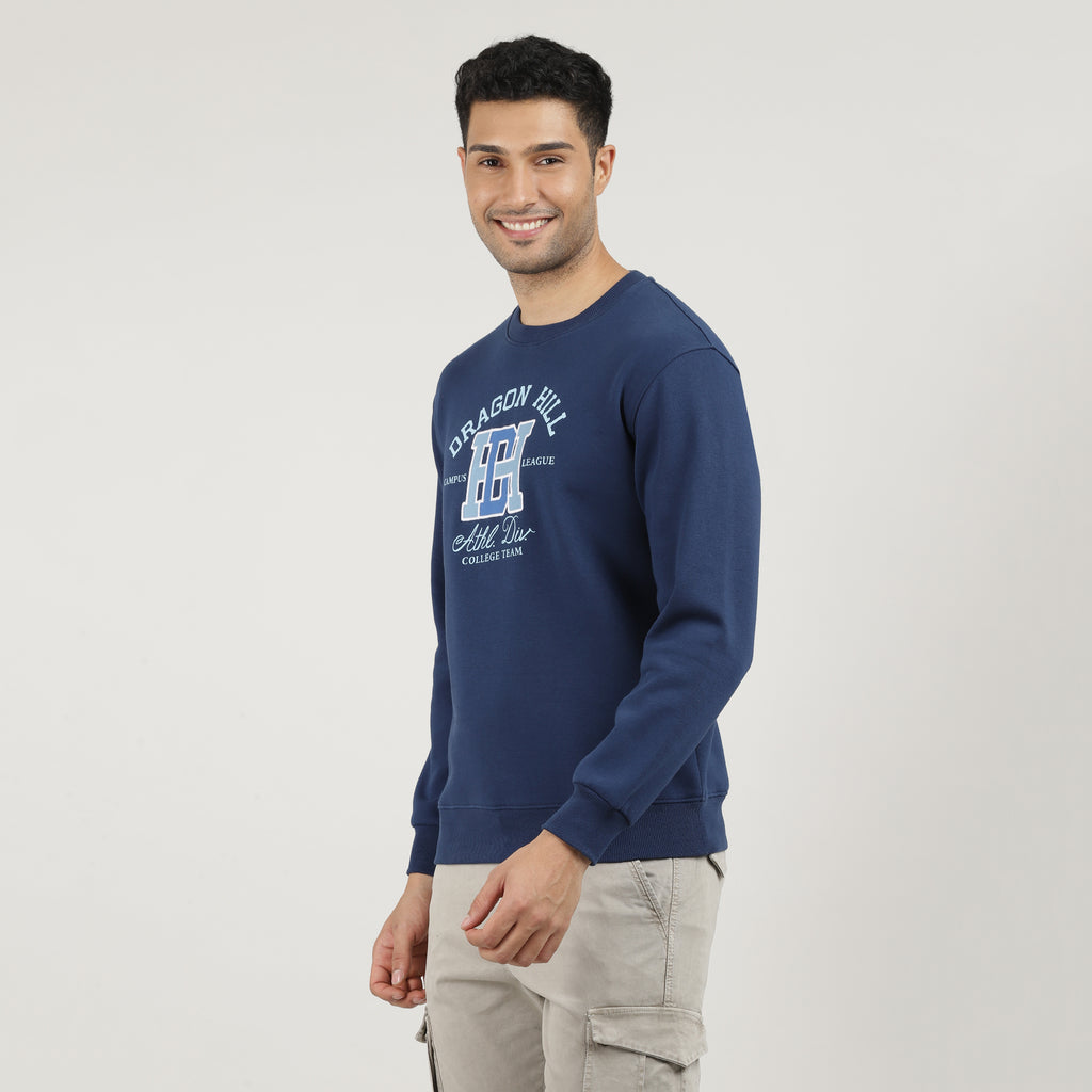 Indigo Graphic Round Neck Sweatshirt