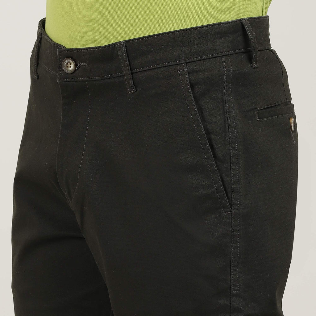 Bottle Green-Cotton Trousers-Slim Tapered Fit