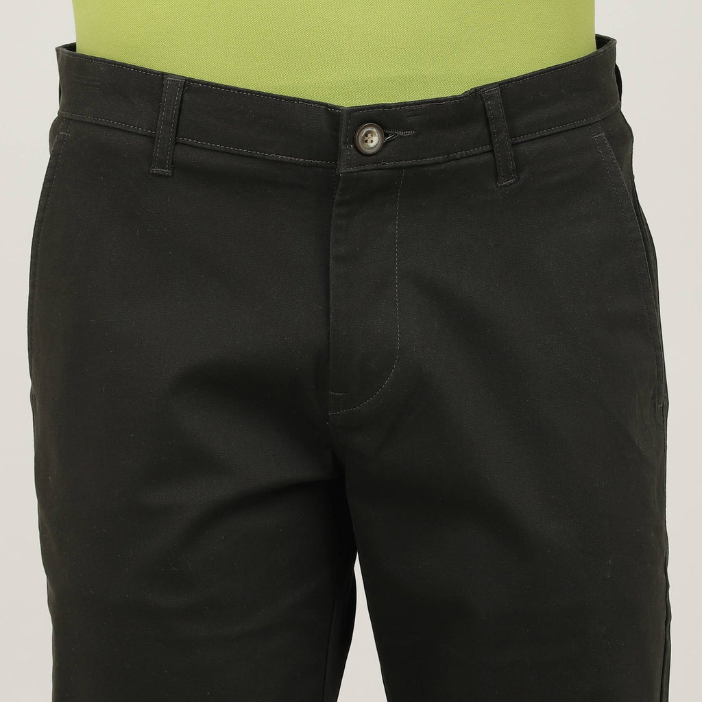 Bottle Green-Cotton Trousers-Slim Tapered Fit