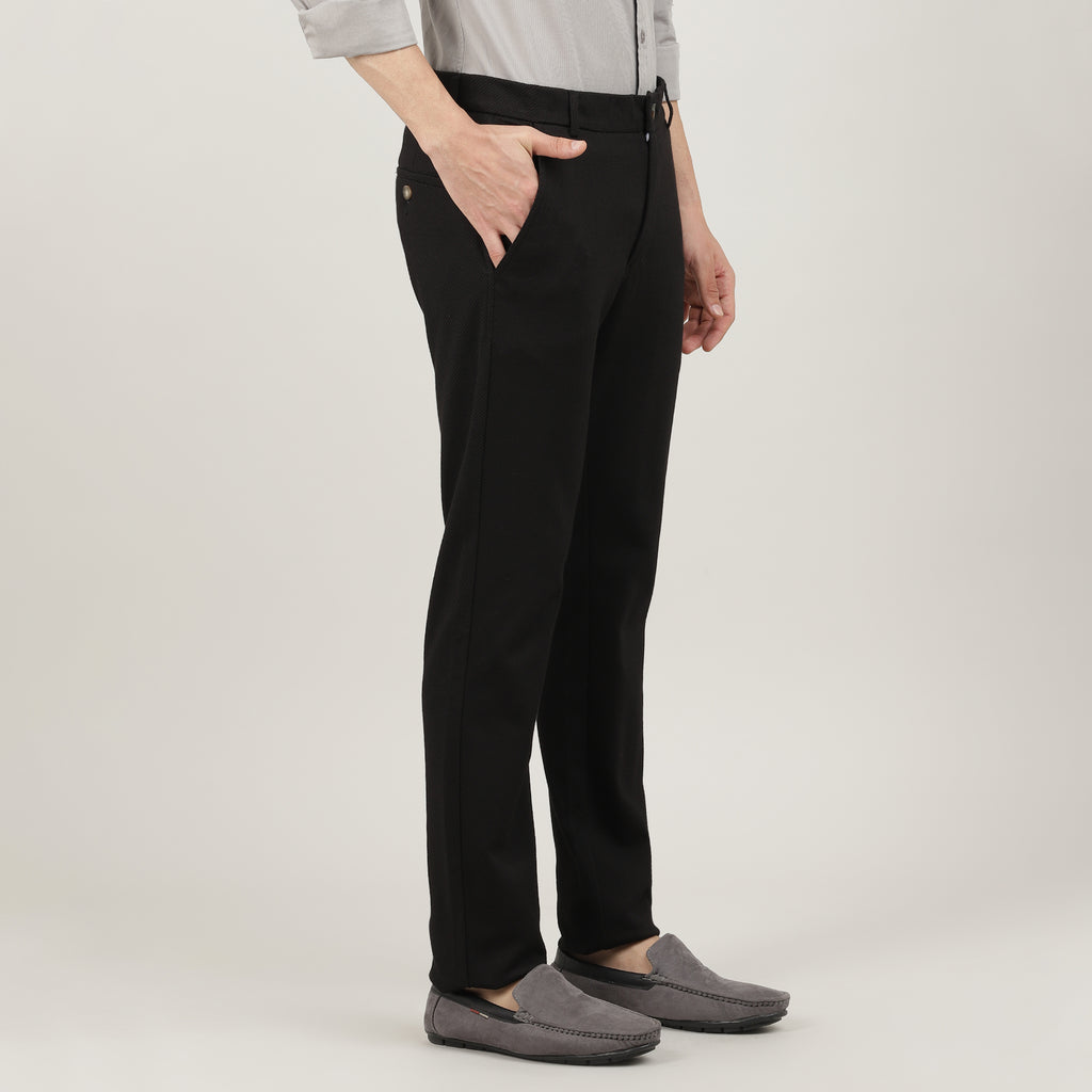 Charcoal-Cotton Trousers-Slim Tapered Fit