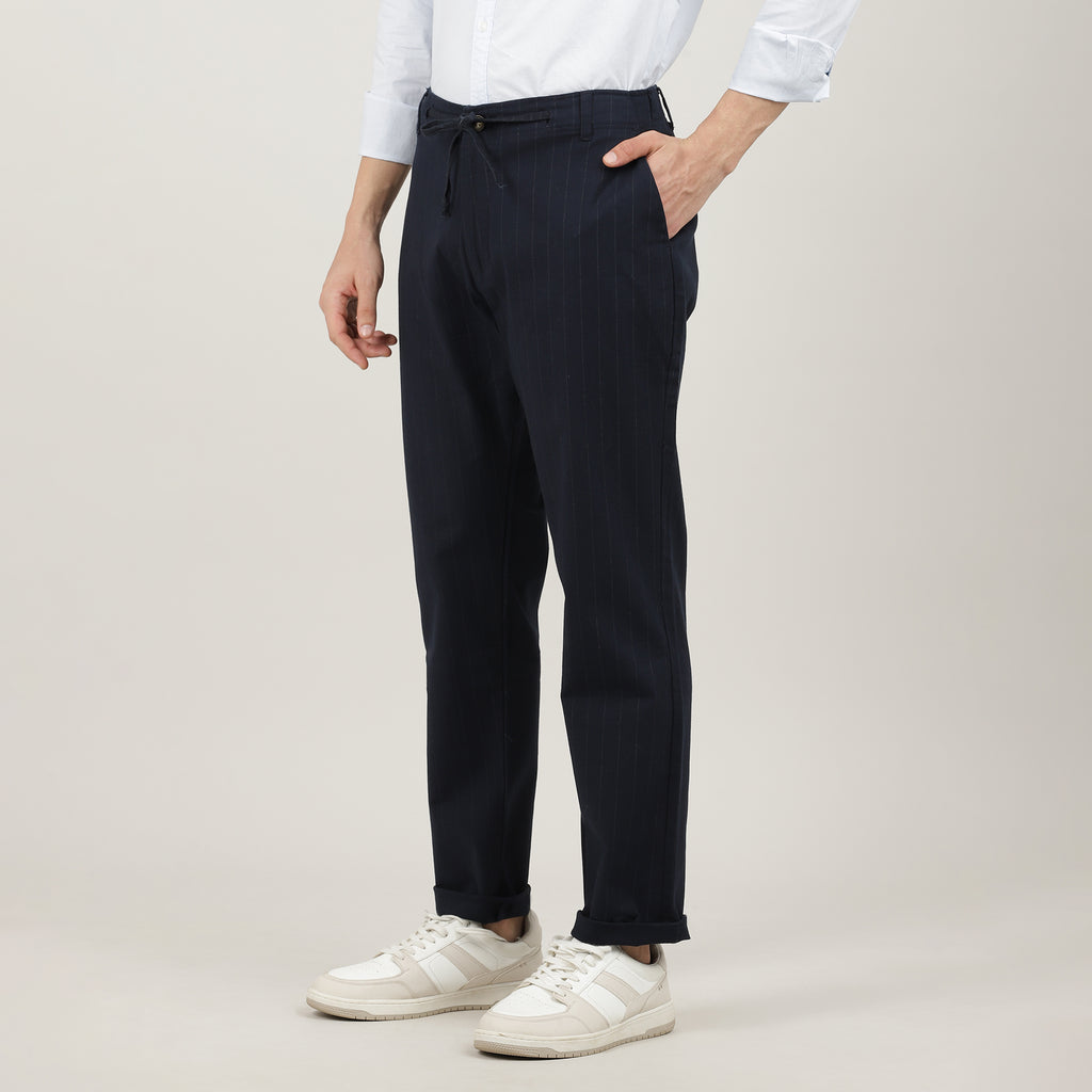 Travel Trouser  Navy with Adjustable Drawstring Waist