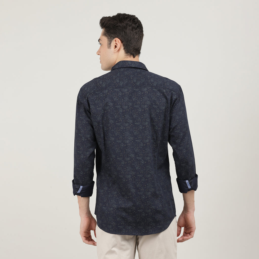 NAVY, FULL SLEEVES SHIRT, PRINT-AW24