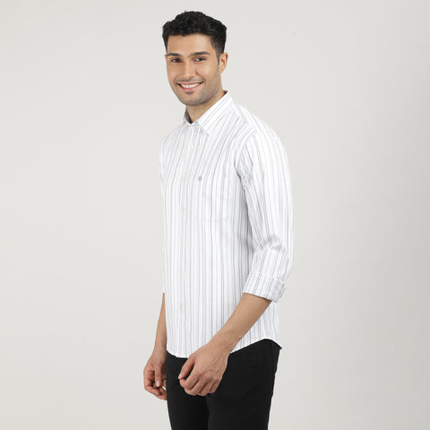 Sky Oxford Striped Shirt with Pocket