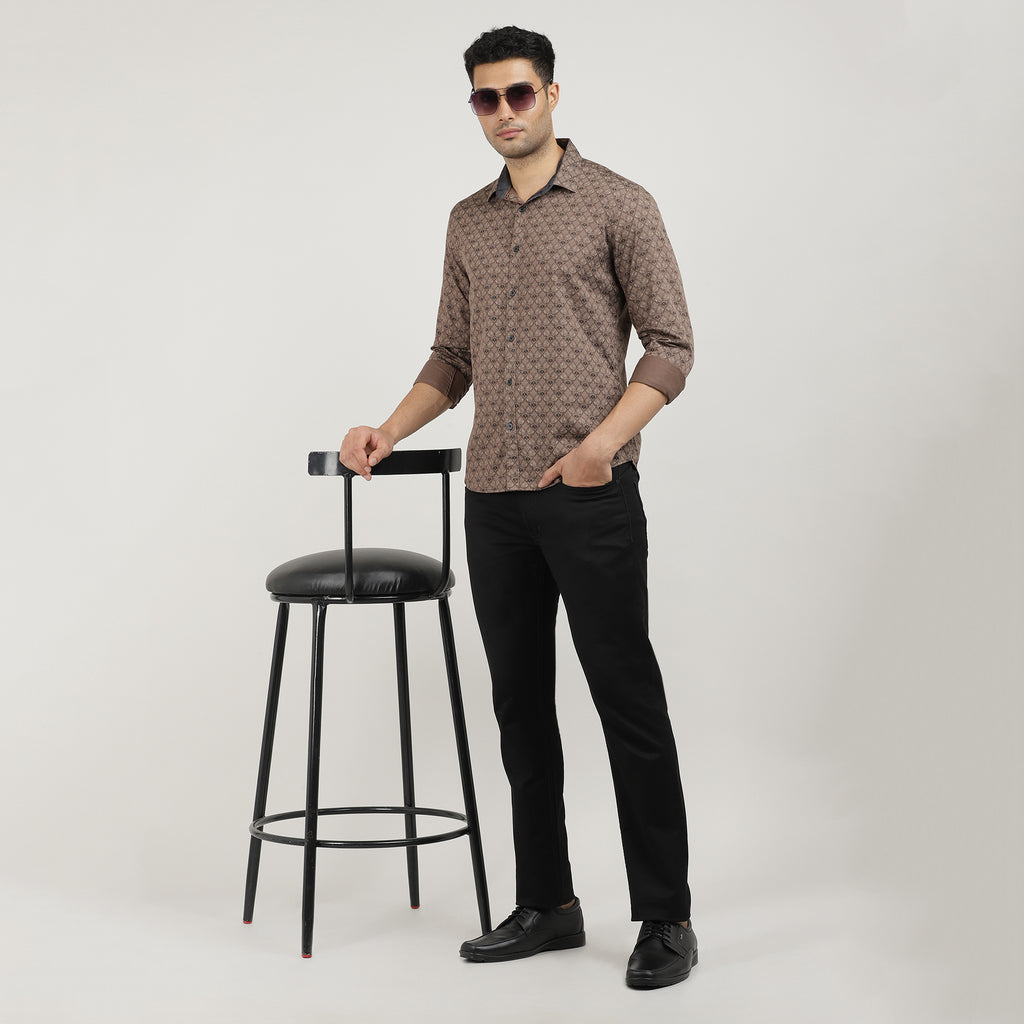 Biscoff Poplin Printed Shirt with Pocket