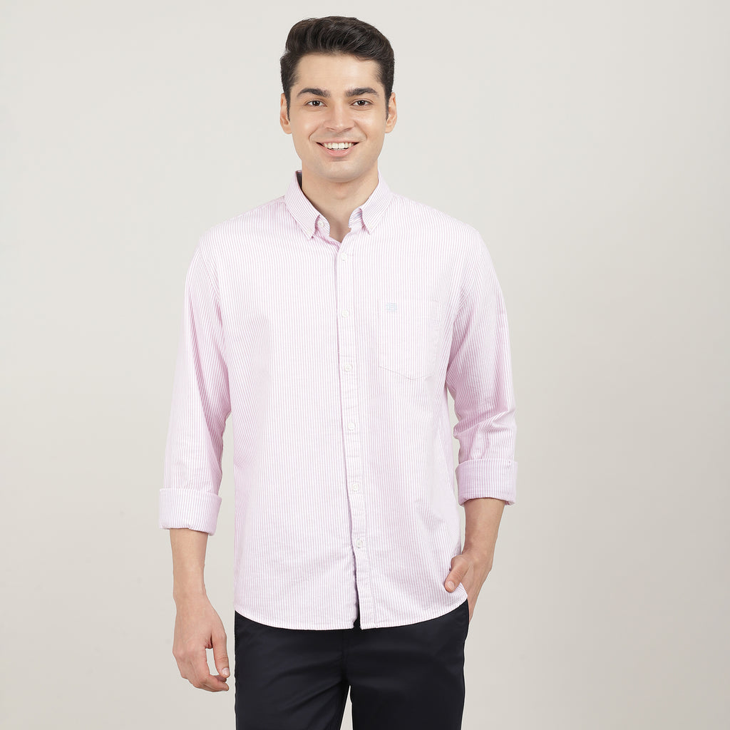 PINK, FULL SLEEVES SHIRT, STRIPS-AW24