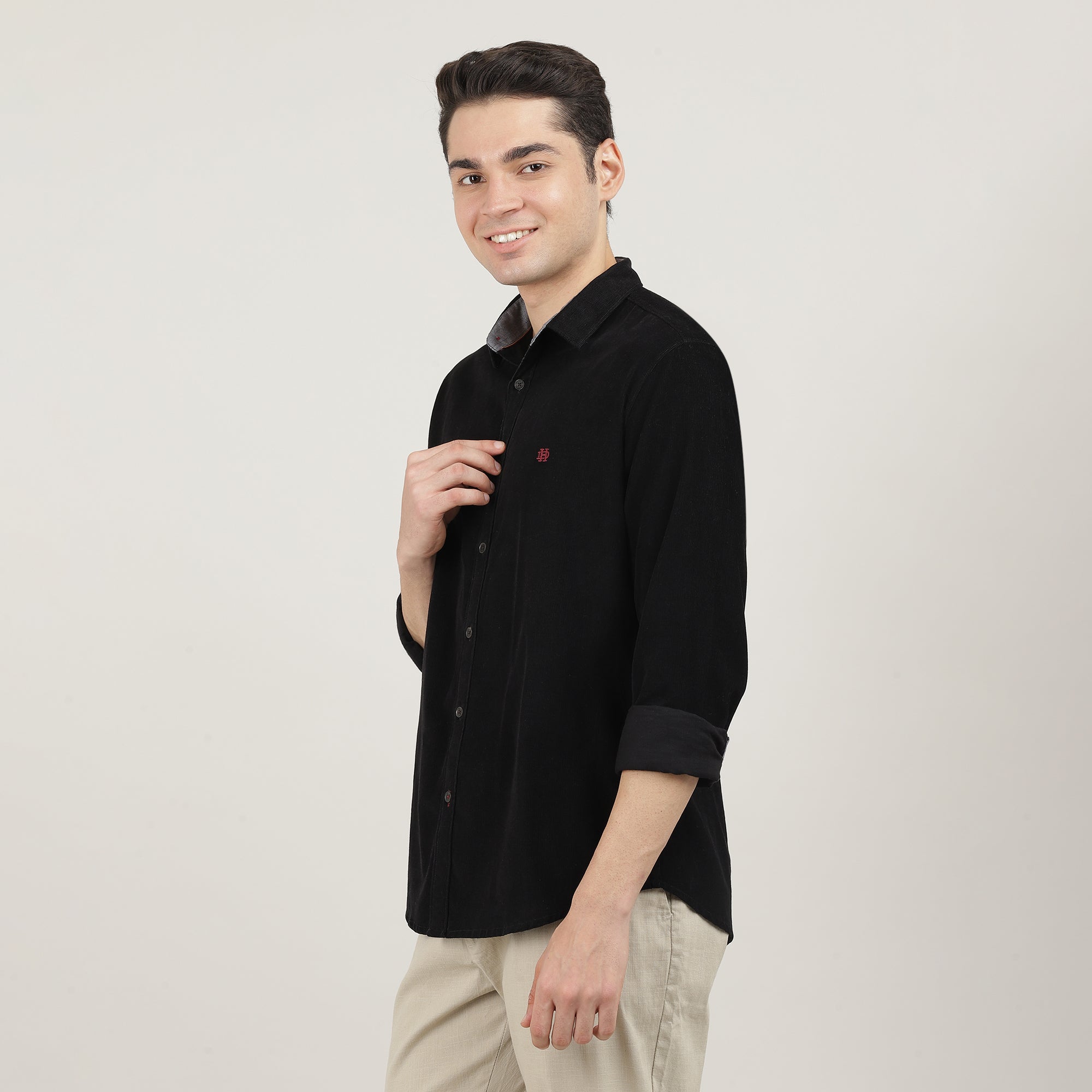 BLACK, FULL SLEEVES SHIRT, PLAIN-AW24