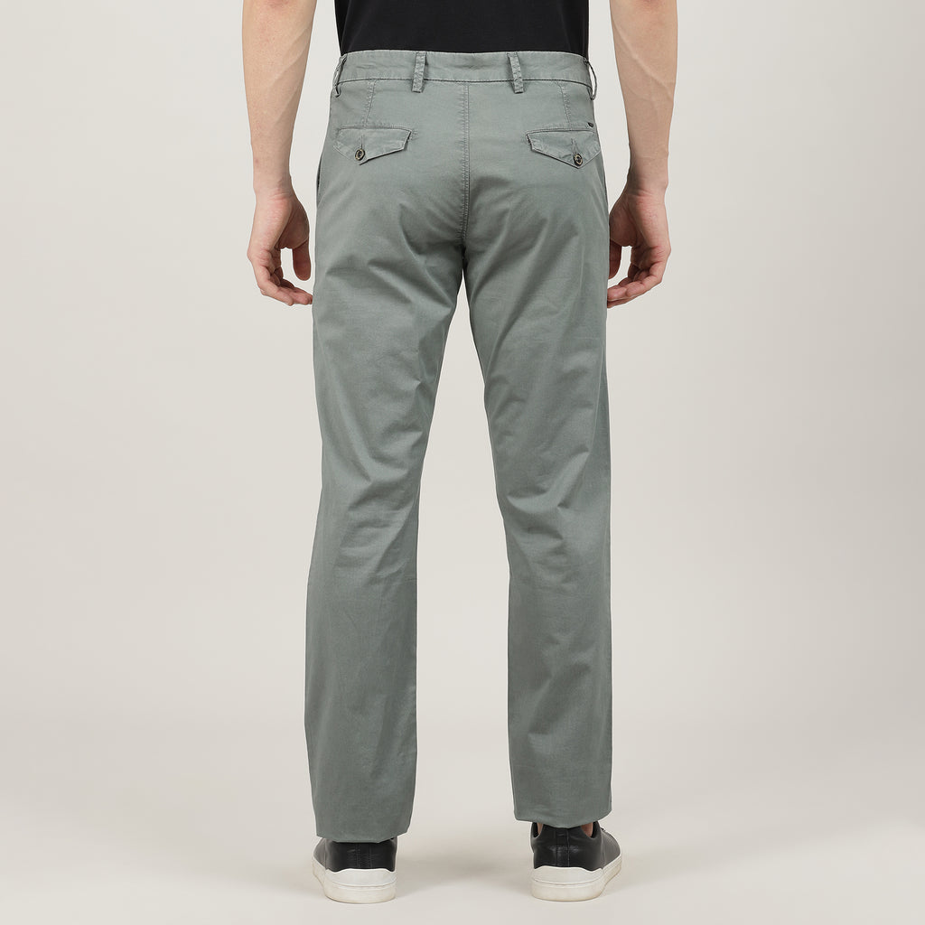 Charcoal-Cotton Trousers-Slim Tapered Fit