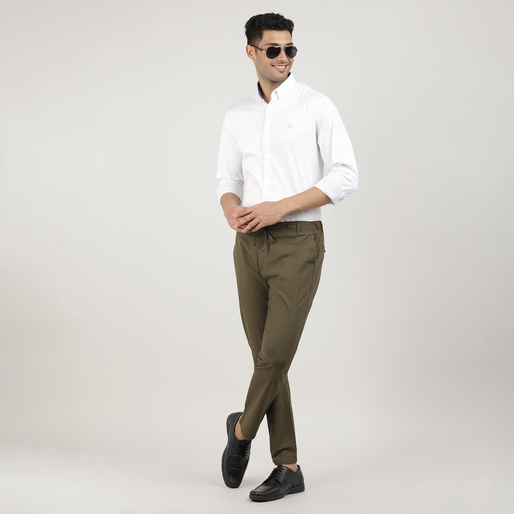 Olive-Travel Trouser with Adjustable Drawstring Waist