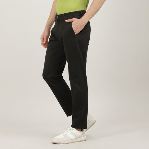 Bottle Green-Cotton Trousers-Slim Tapered Fit