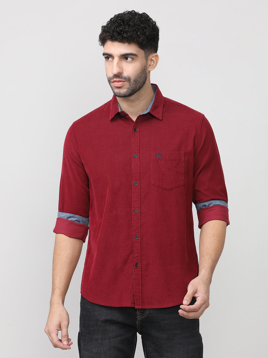 Red Corduroy Plain Shirt