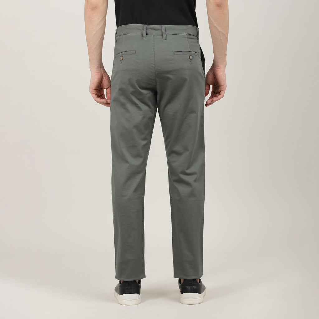 Lake Green-Cotton Trousers-Slim Tapered Fit