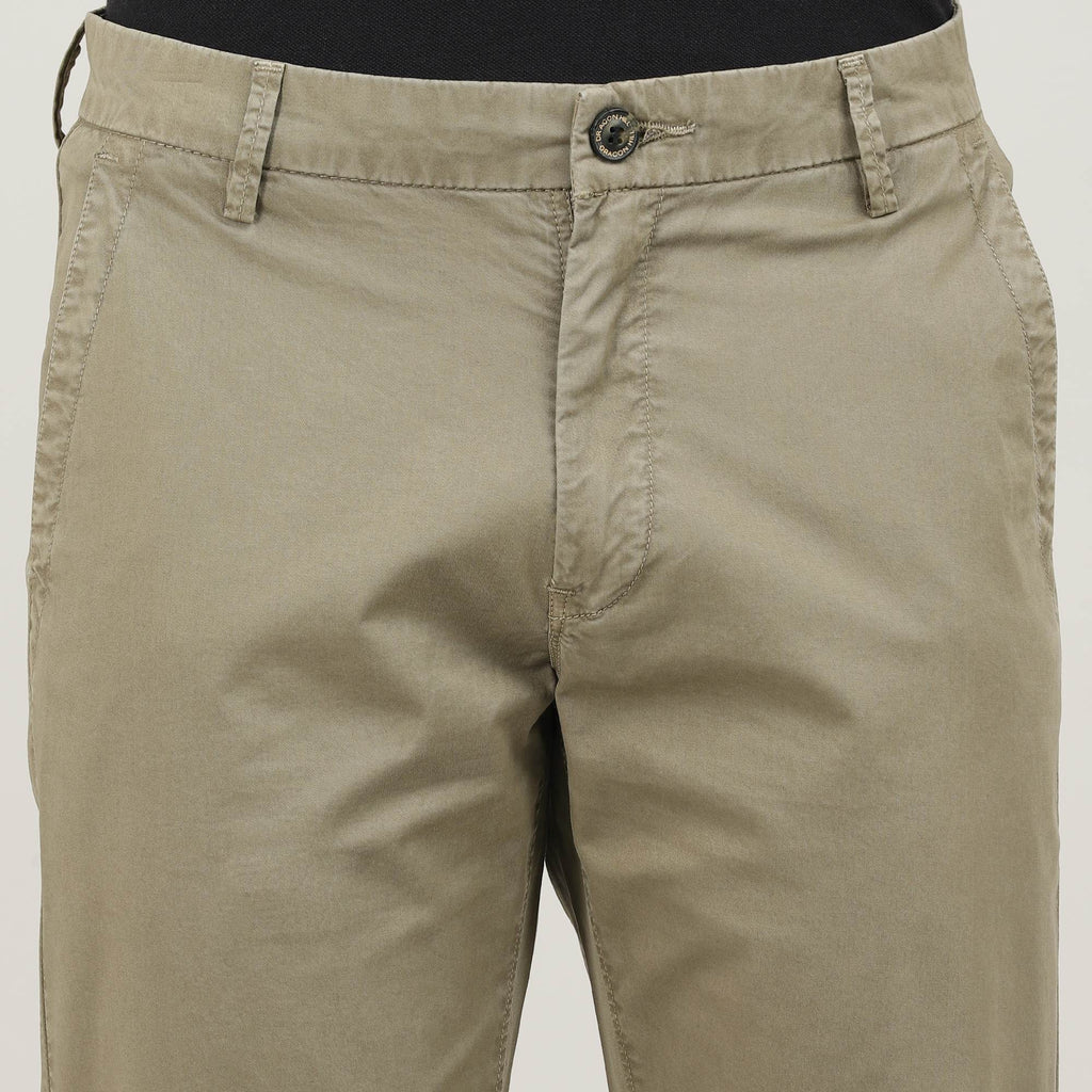 British Khaki-Cotton Trousers-Slim Tapered Fit