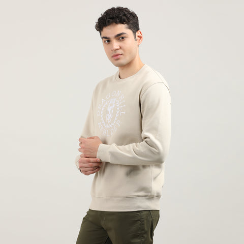 Cream Varsity Round Neck Sweatshirt