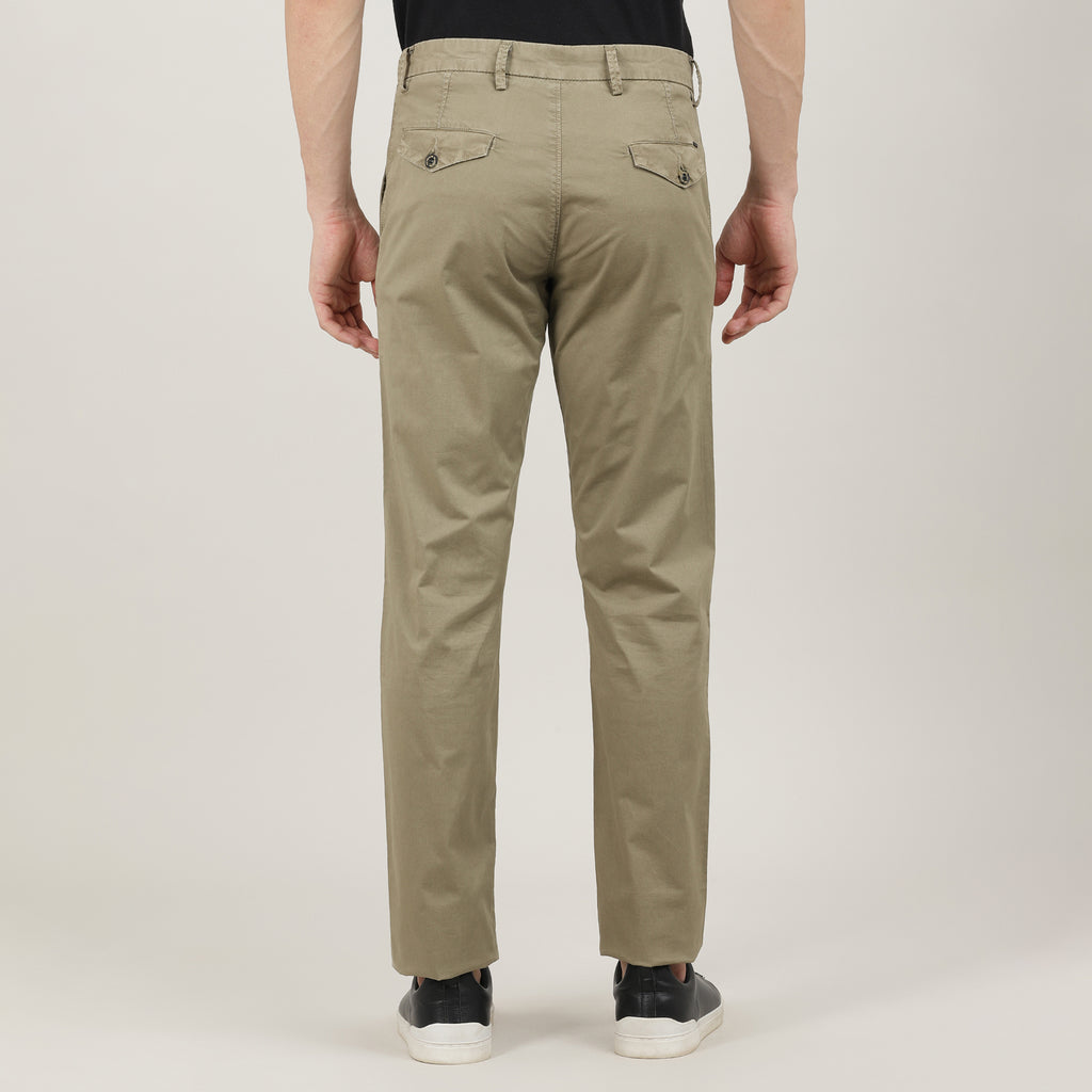 British Khaki-Cotton Trousers-Slim Tapered Fit