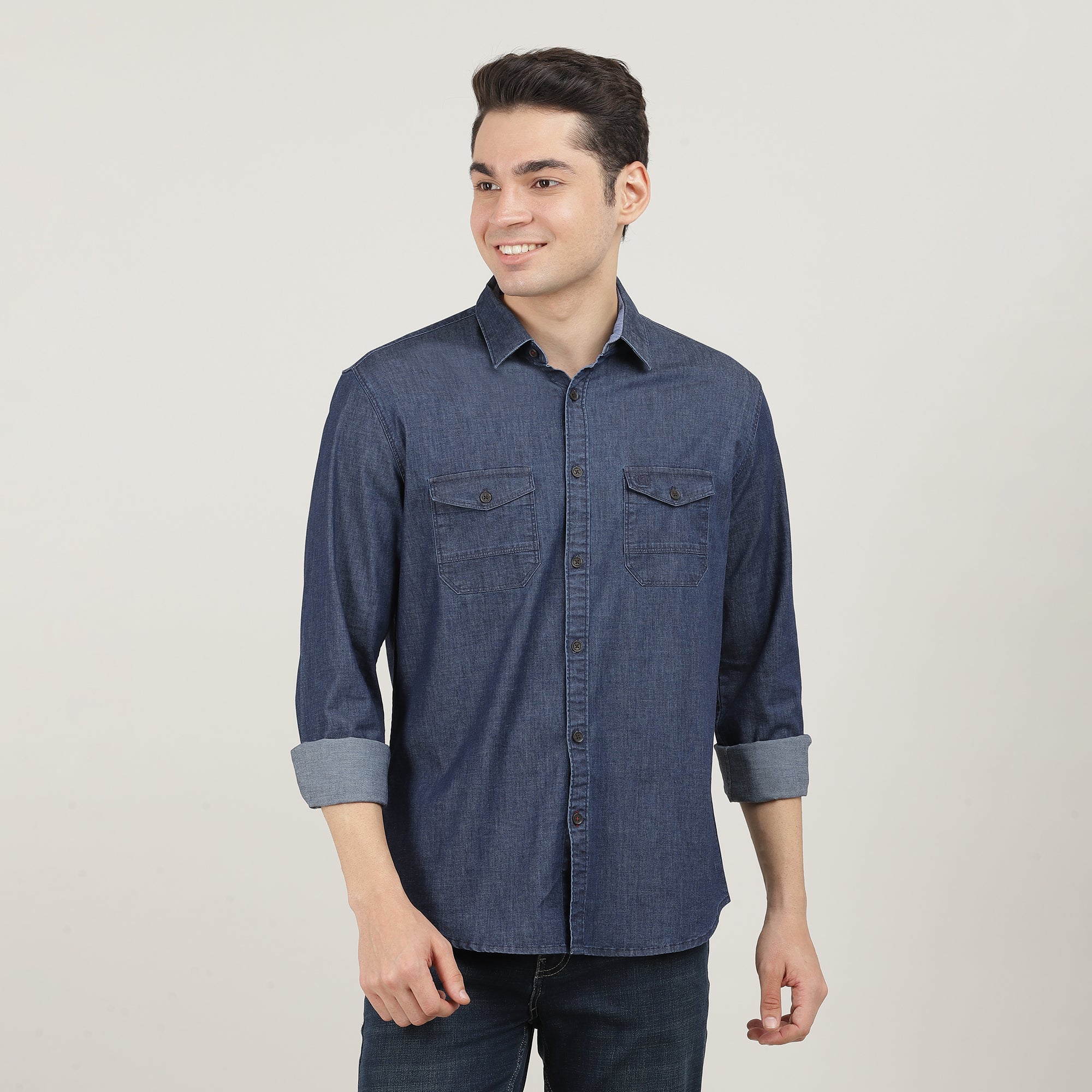 DENIMAX, FULL SLEEVES SHIRT, DOUBLE POCKET FLAP, PLAIN-AW24