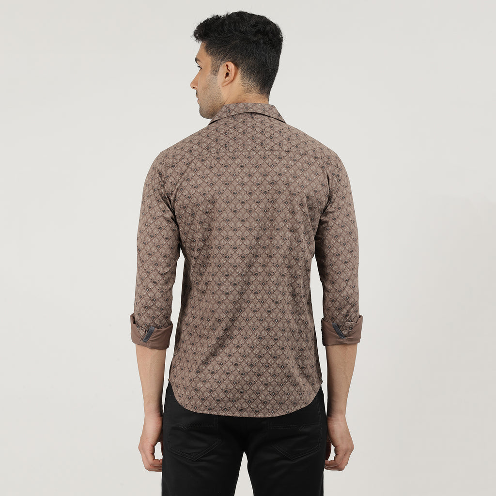 Biscoff Poplin Printed Shirt with Pocket