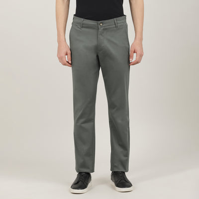 Lake Green-Cotton Trousers-Slim Tapered Fit